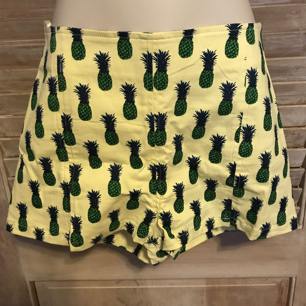 Fruit Pineapple Print Yellow High Waist Hot Shorts